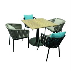 Outdoor dining table with rope weaving chair