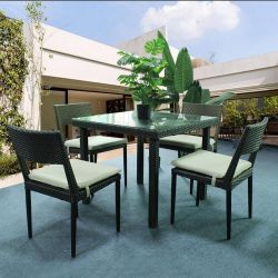 Garden PE rattan dining table with chair