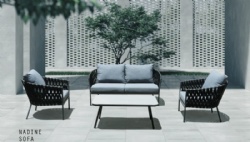 Grey straps weaving outdoor sofa set
