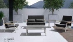 Black deep seat teakwood arm outdoor sofe set