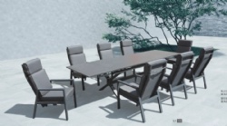 Textilene seat back reclning chairs and balck  Automatic extension mechanism function dining table