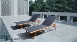 Wood grain heat transfer tube Textilene sun lounger