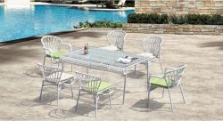 Outdoor rattan dining table with chair