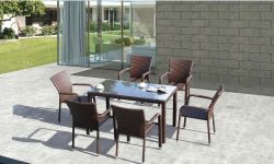 Outdoor dining rectangle table with chair